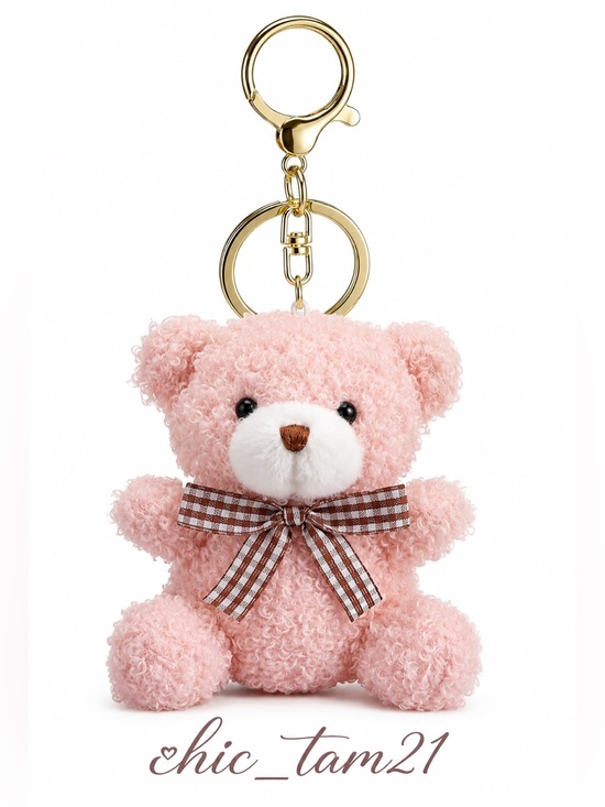 Accessories - Pink Plush Teddy Bear Keychain Bag Charm